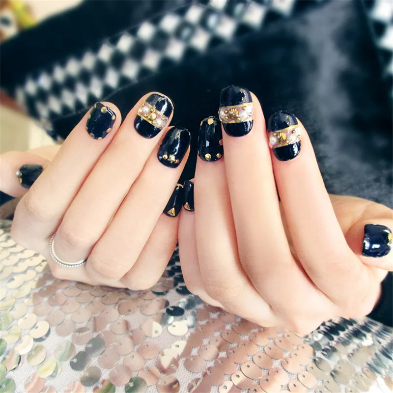 24pcs new fashion Japanese metal shell flat round spherical pearl embellishment decoration black fake nail DIY nail art
24pcs new fashion Japanese metal shell flat round spherical pearl embellishment decoration black fake nail DIY nail art