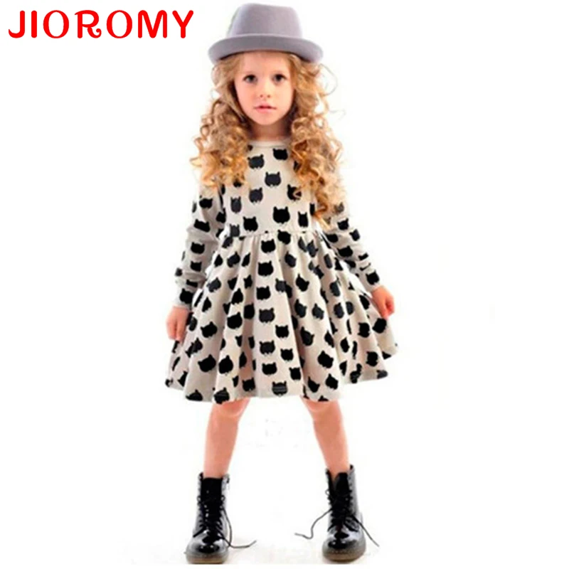 Платье для девочек JIOROMY из 2019 хлопка модная повседневная одежда с длинными