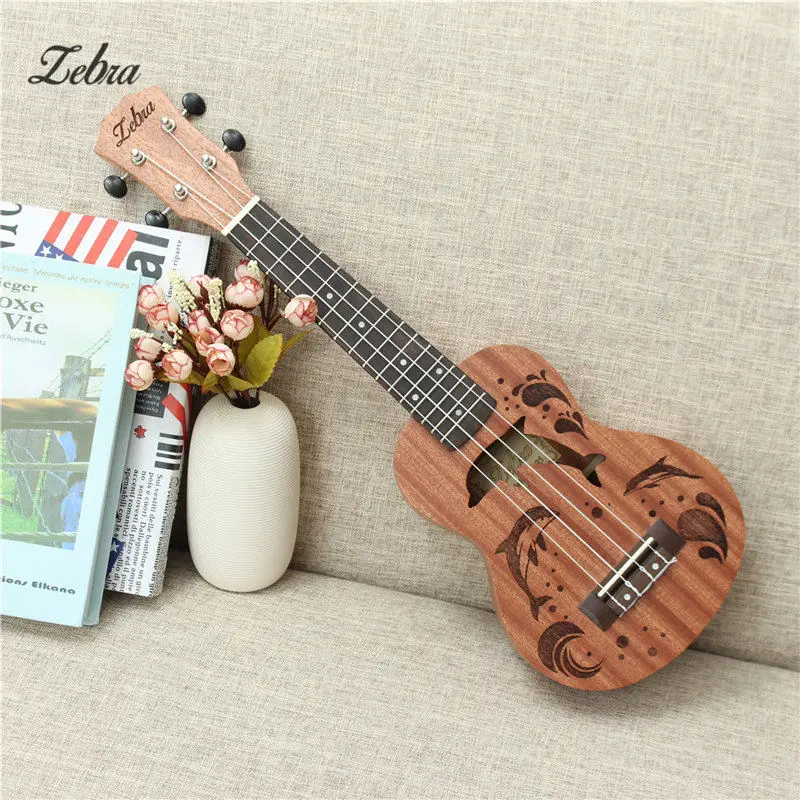 Zebra 21 inch 15 Frets Soprano Ukulele Uke 4 Nylon Strings Sapele Rosewood Guitar Dolphin Pattern Universal Acoustic Instrument
Zebra 21 inch 15 Frets Soprano Ukulele Uke 4 Nylon Strings Sapele Rosewood Guitar Dolphin Pattern Universal Acoustic Instrument