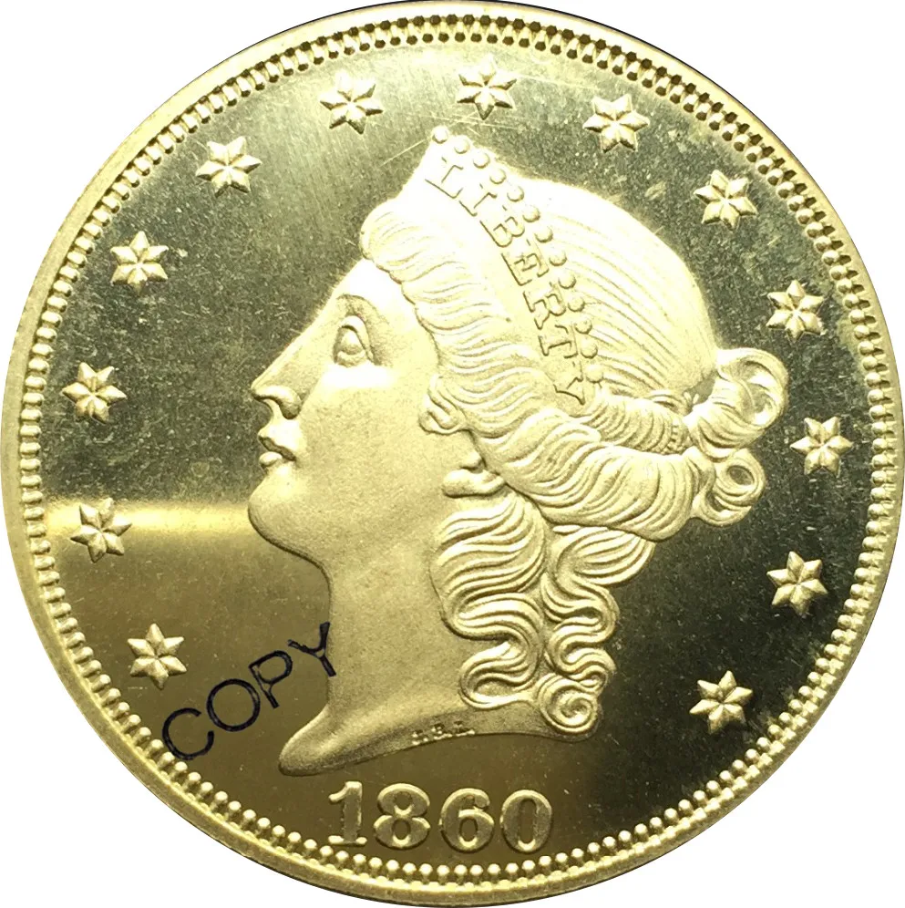 США заявлено 1860 1860 O 1860 S Liberty Head золотые монеты стоимостью 20 долларов латунная копия монеты
США заявлено 1860 1860 O 1860 S Liberty Head золотые монеты стоимостью 20 долларов латунная копия монеты