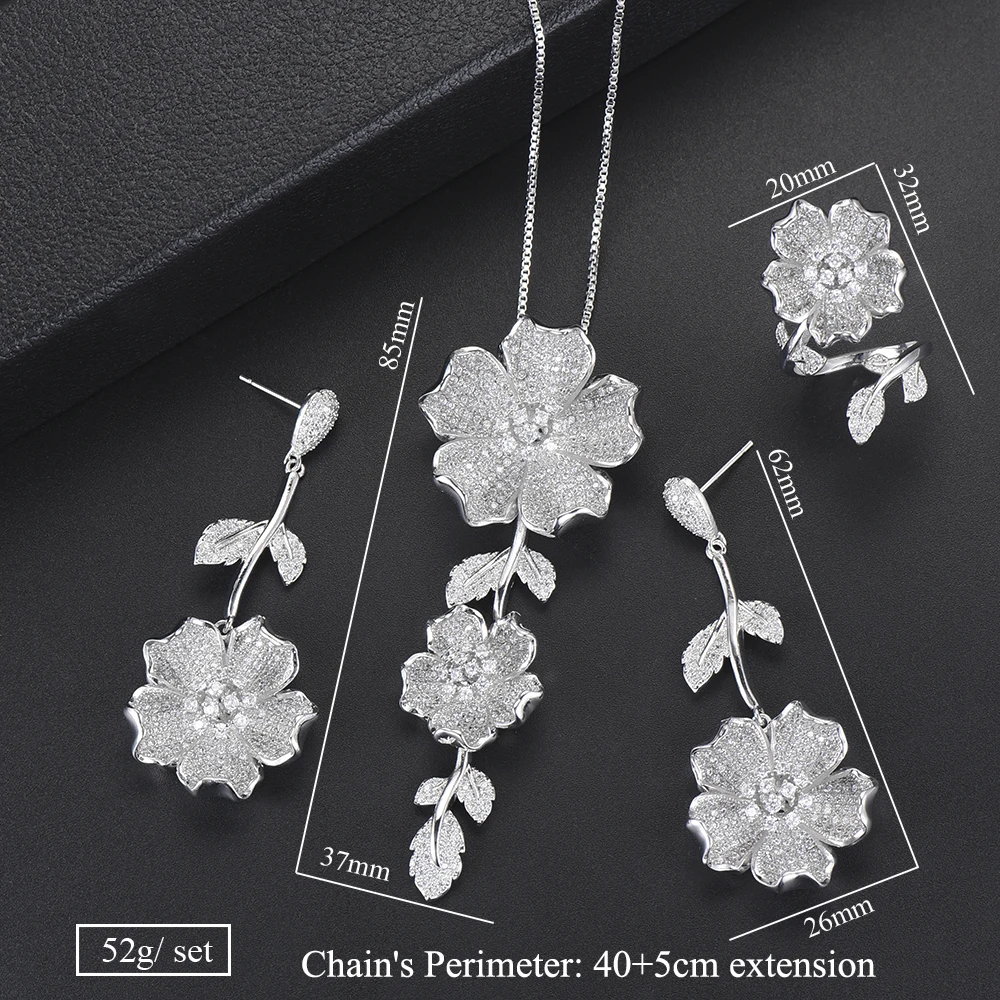 missvikki Sweet Flower Pendant Necklace Earrings Ring Jewelry Set Brides Wedding Jewelry Set High Quality Cubic Zirconia Women
missvikki Sweet Flower Pendant Necklace Earrings Ring Jewelry Set Brides Wedding Jewelry Set High Quality Cubic Zirconia Women
