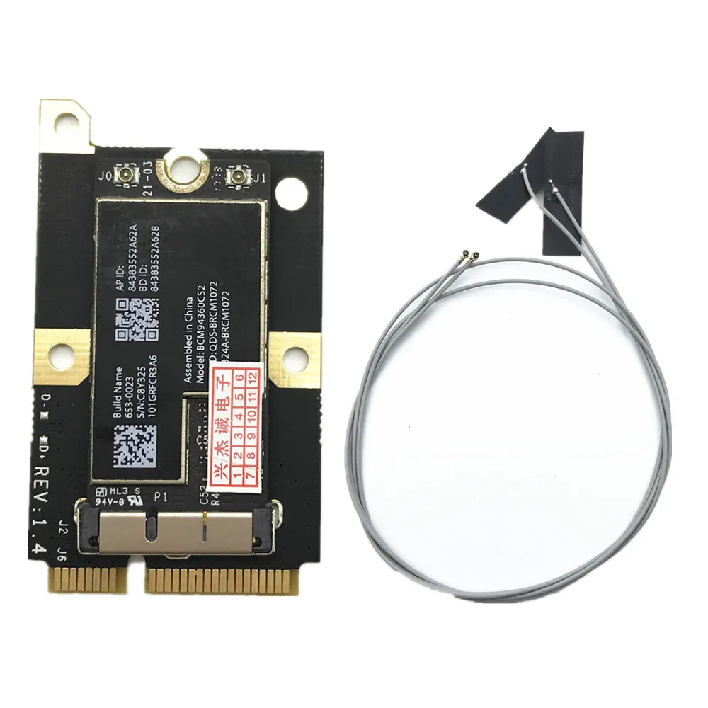 802.11AC BCM94360CS2 867 Мбит/с, беспроводная карта Wi-Fi для Bluetooth 4,0, мини-адаптер PCI-E и антенны
802.11AC BCM94360CS2 867 Мбит/с, беспроводная карта Wi-Fi для Bluetooth 4,0, мини-адаптер PCI-E и антенны