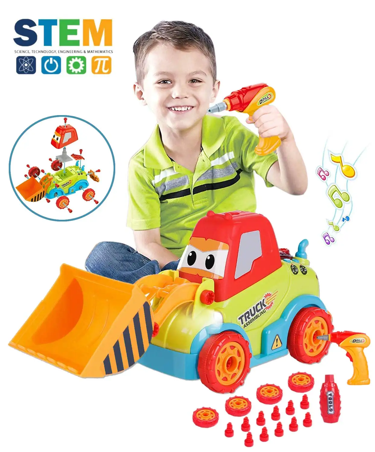 Truck Take-a-Part Toys Assembly DIY Construction Bulldozer Truck Toy with Music, Lights Drill Tool for Toddlers
Truck Take-a-Part Toys Assembly DIY Construction Bulldozer Truck Toy with Music, Lights Drill Tool for Toddlers