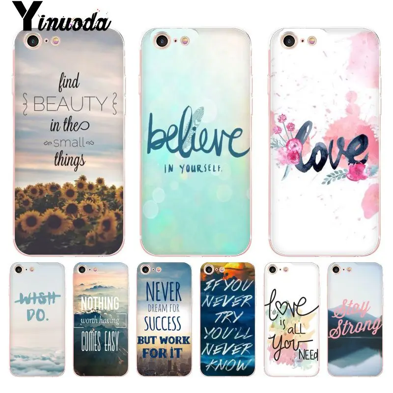 Чехол Yinuoda для iPhone 7 6 X Вдохновляющие мотивирующие цитаты любви чехол 8 6S Plus 5 5S XS XR 4