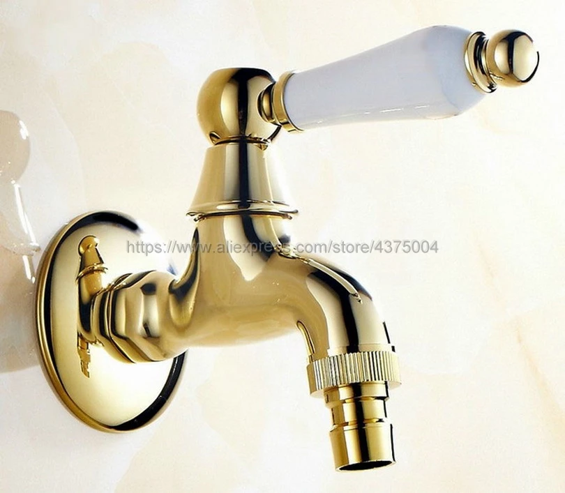 Luxury Gold Color Brass Ceramic Handle Washing Machine Faucet Laundry Sink Cold Water Taps Nav126
Luxury Gold Color Brass Ceramic Handle Washing Machine Faucet Laundry Sink Cold Water Taps Nav126