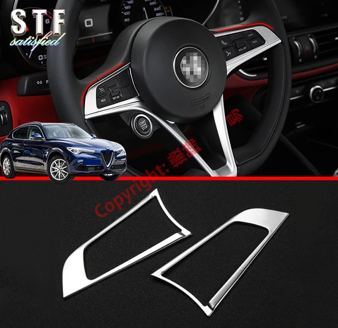 

ABS Pearl Chrome Interior Steering Wheel Trim Cover For Alfa Romeo Stelvio 2017 2018 2019 Car Accessories Stickers