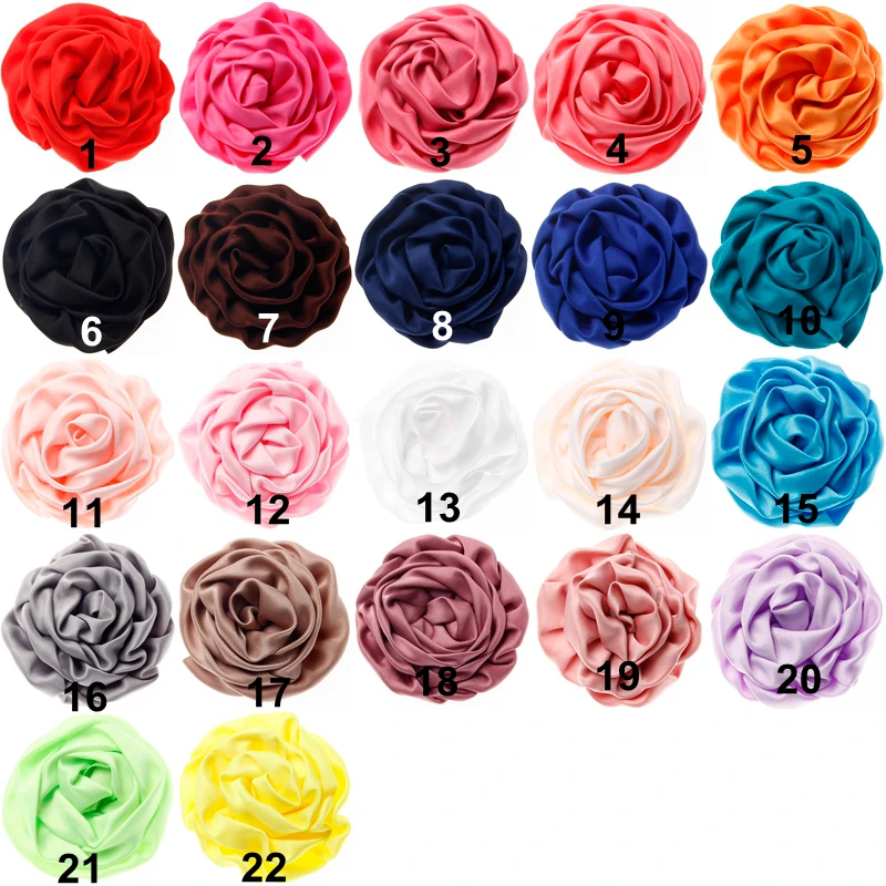 

30pcs/lot 3" Artificial Rolled Rosette Fabric Flowers For Diy Headbands Soft Matte Satin Silk Flowers For Diy Hair Accessories