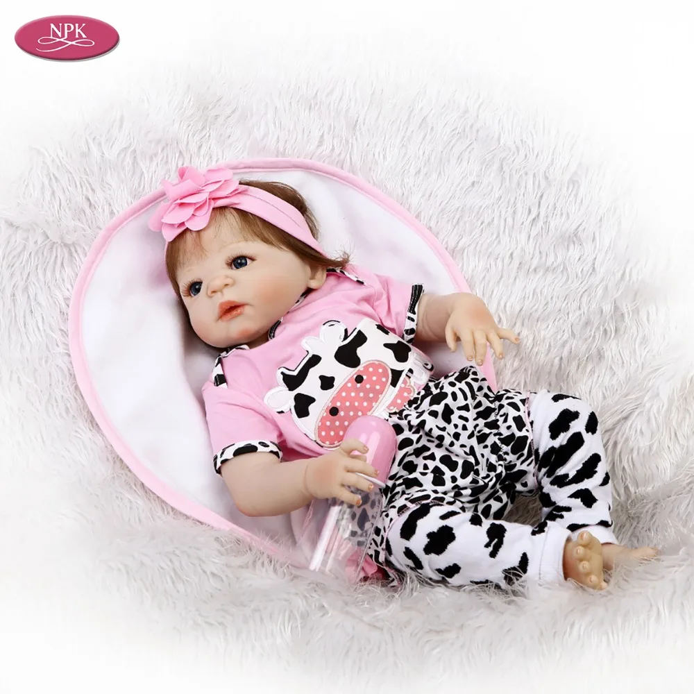 NPK Full Body Silicone Reborn Girl Baby Doll Bath Toy 19inch 46CM Realistic Babies Princess Toddler Dolls Menina Bonecas | Игрушки и