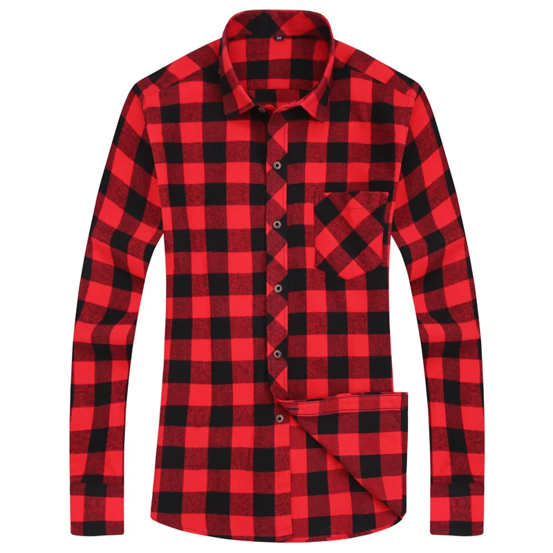 Men's Casual Long-sleeved Shirts Black Red Plaid Men's Flannel Shirt Slim Fit Soft Comfortable Spring Male Shirt Brand
Men's Casual Long-sleeved Shirts Black Red Plaid Men's Flannel Shirt Slim Fit Soft Comfortable Spring Male Shirt Brand