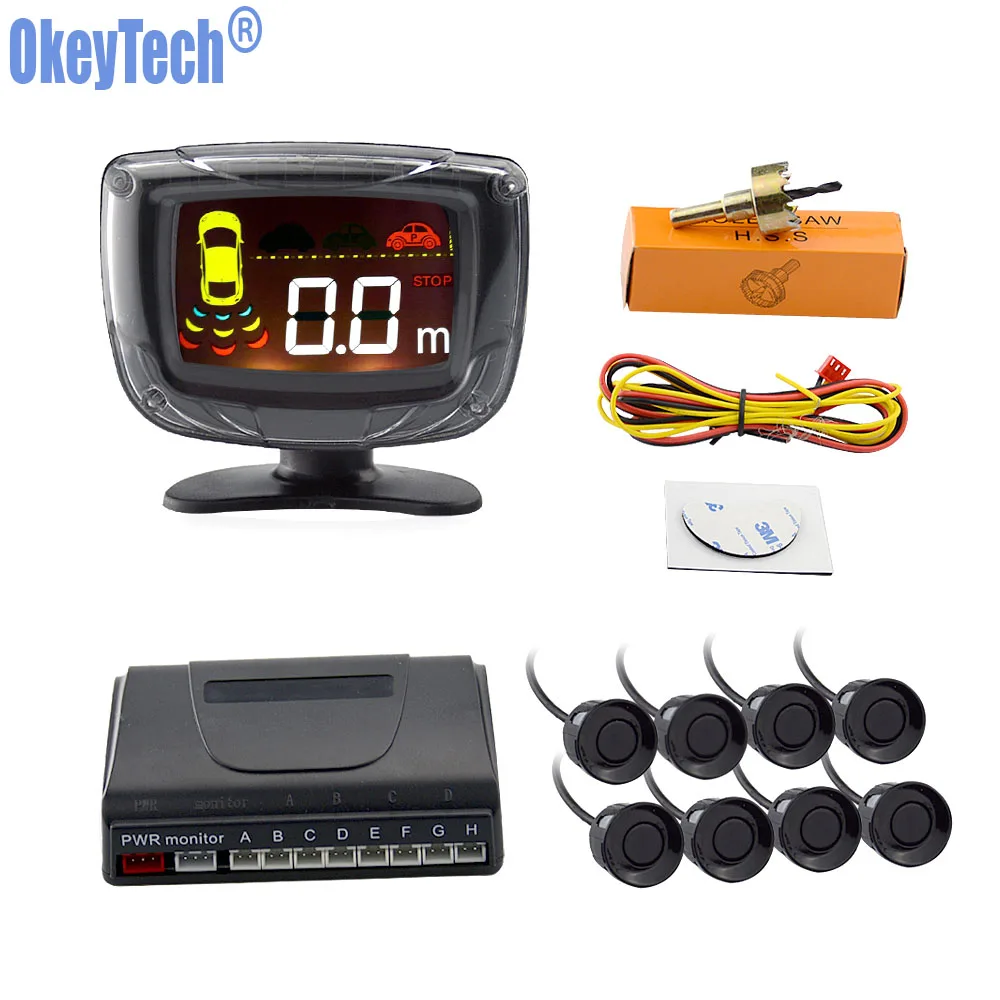 OkeyTech 8 Sensor 22mm Car LCD Display Parking Sensor System Monitor Kit Auto Reverse Backup Radar Assistance Buzzer Alarm
OkeyTech 8 Sensor 22mm Car LCD Display Parking Sensor System Monitor Kit Auto Reverse Backup Radar Assistance Buzzer Alarm