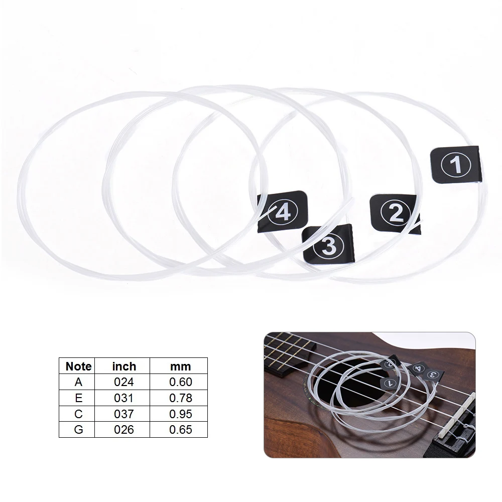 Ukelele Strings set Full 4pcs Set (.024-.026) Nylon Carbon Fiber Hard Tension Ukulele Guitar Strings set Replacement
Ukelele Strings set Full 4pcs Set (.024-.026) Nylon Carbon Fiber Hard Tension Ukulele Guitar Strings set Replacement