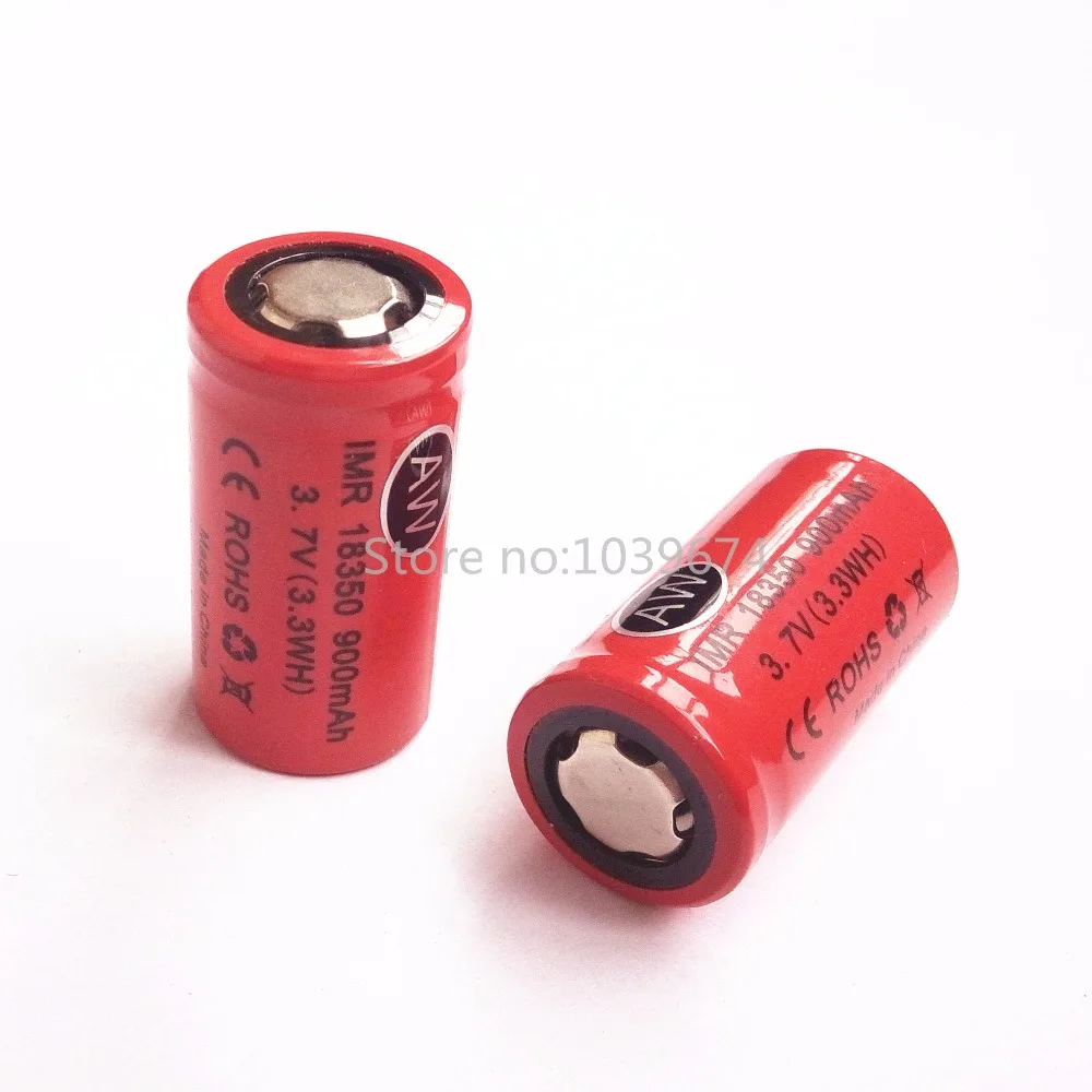 High power 18350 900mah 3.7V 3.6V IMR lithium ion Li-ion rechargeable chargeable battery cell for ego-t flashlights power bank
High power 18350 900mah 3.7V 3.6V IMR lithium ion Li-ion rechargeable chargeable battery cell for ego-t flashlights power bank