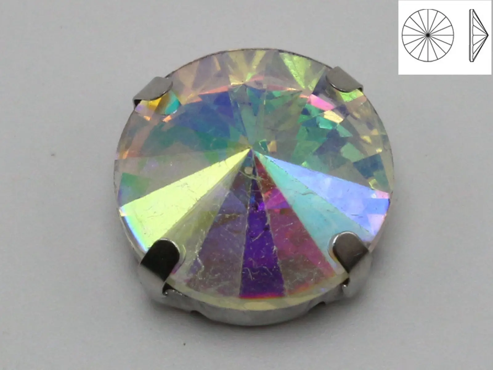 20 Silver Colour Clear AB Crystal Round Rivoli Rhinestones Glass Rose Montees 16mm
20 Silver Colour Clear AB Crystal Round Rivoli Rhinestones Glass Rose Montees 16mm