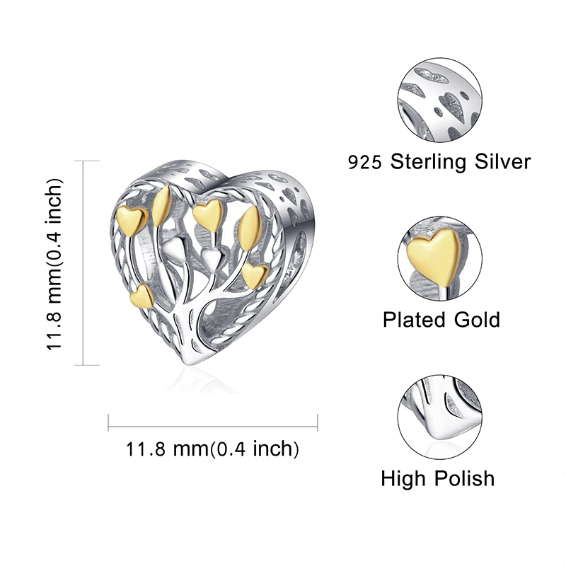 100% 925 Sterling Silver Heart Charms Tree Gold Color Leaves Beads Fit Pandora Bracelet for Women Valentine Fine Jewelry Gifts
100% 925 Sterling Silver Heart Charms Tree Gold Color Leaves Beads Fit Pandora Bracelet for Women Valentine Fine Jewelry Gifts