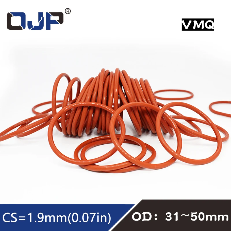 5PCS/lot Silicon Rings Silicone/VMQ O ring 1.9mm Thickness OD31/32/33/34/35/36/38/40/42/45/46/50mm Rubber O-Ring Seal Gasket
5PCS/lot Silicon Rings Silicone/VMQ O ring 1.9mm Thickness OD31/32/33/34/35/36/38/40/42/45/46/50mm Rubber O-Ring Seal Gasket