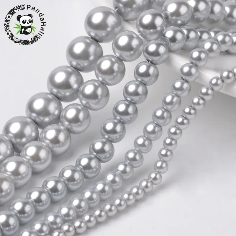 Dyed Glass Pearl Round Beads Strands, Gray, 4~12mm, Hole: 1mm; about 70~216pcs/strand
Dyed Glass Pearl Round Beads Strands, Gray, 4~12mm, Hole: 1mm; about 70~216pcs/strand