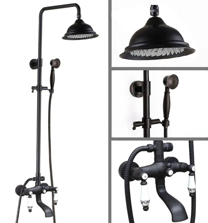 Black Oil Rubbed Brass Dual Ceramic Handles Bathroom 8 Inch Round Rain Shower Faucet Set Bath Tub Mixer Tap Hand Shower mhg123
Black Oil Rubbed Brass Dual Ceramic Handles Bathroom 8 Inch Round Rain Shower Faucet Set Bath Tub Mixer Tap Hand Shower mhg123