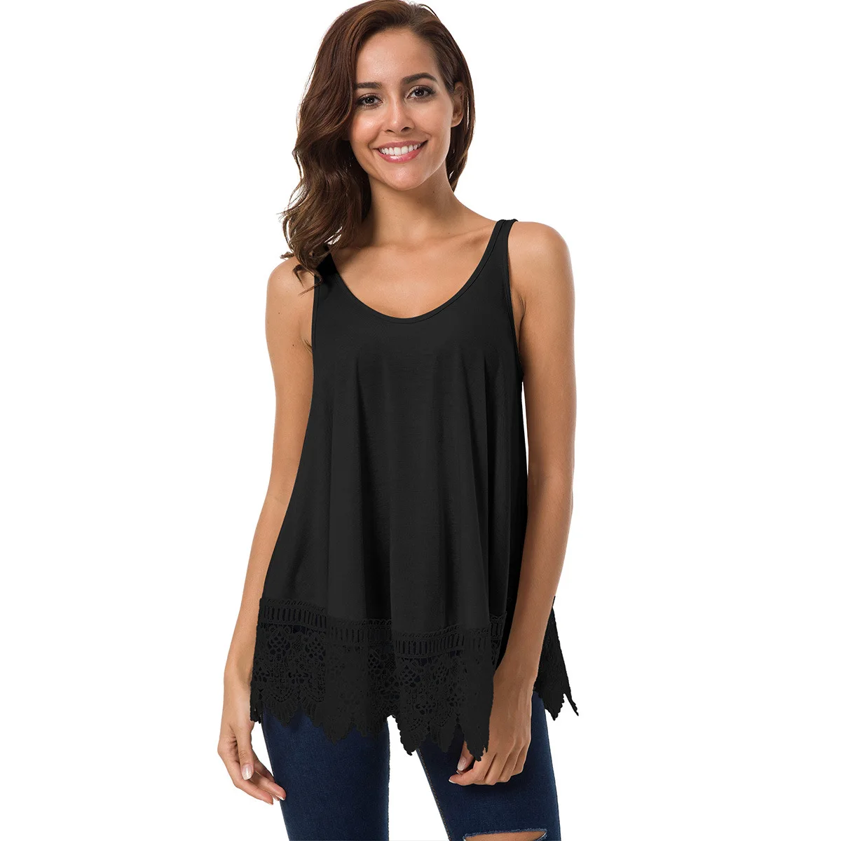 Camiseta Feminina New Tee O-neck Solid Colors Casual Lady Sleeveless Thin Fashion Tshirt Loose Lace Stitching Magliette Donna
Camiseta Feminina New Tee O-neck Solid Colors Casual Lady Sleeveless Thin Fashion Tshirt Loose Lace Stitching Magliette Donna