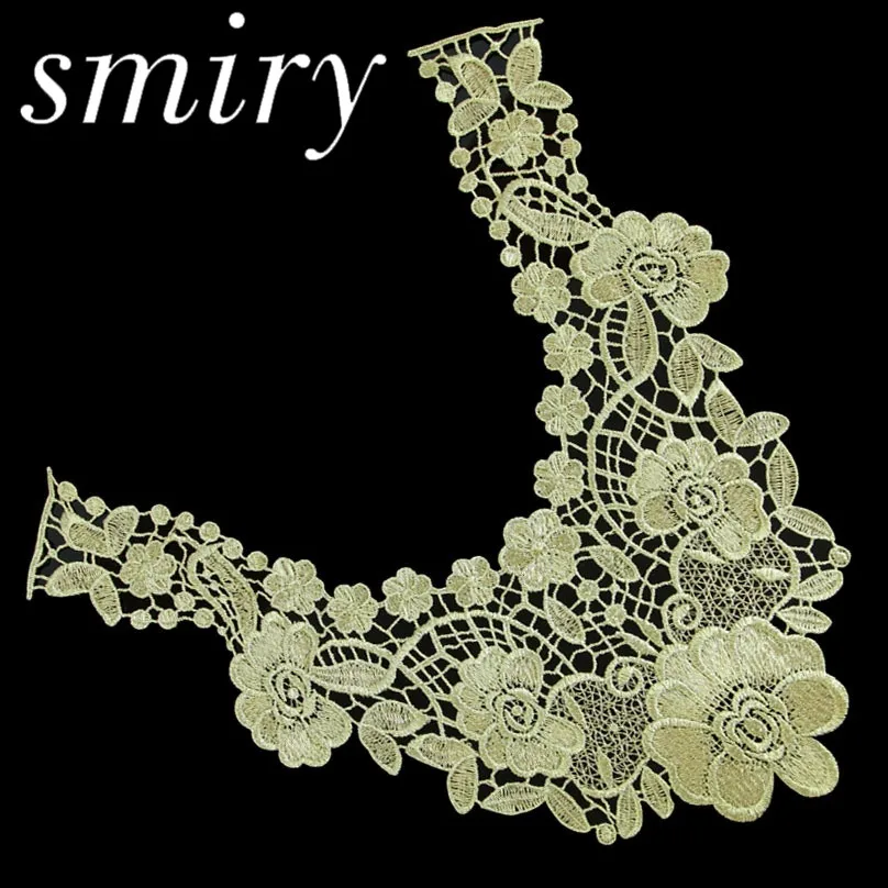 Smiry Элегантный 1 шт. Африканский кружевной воротник золотой цветок вышитый вырез