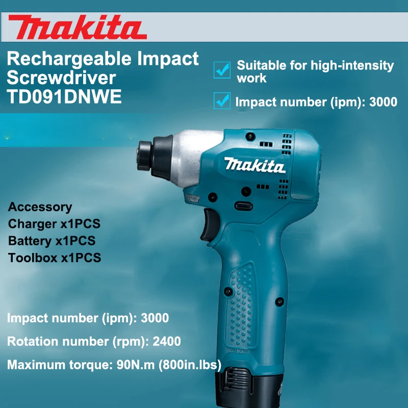 Японская перезаряжаемая ударная отвертка Makita TD091DNWE, Электрическая отвертка 3000 ipm 2400 об/мин 10,8 В 90 Н. М
Японская перезаряжаемая ударная отвертка Makita TD091DNWE, Электрическая отвертка 3000 ipm 2400 об/мин 10,8 В 90 Н. М