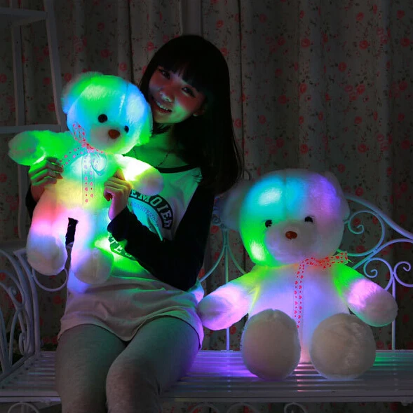 Dropshipping Romantic Colorful Flashing LED Night Light Luminous Stuffed Plush Toys Teddy Bear Doll Lovely Gifts for Kids | Игрушки и