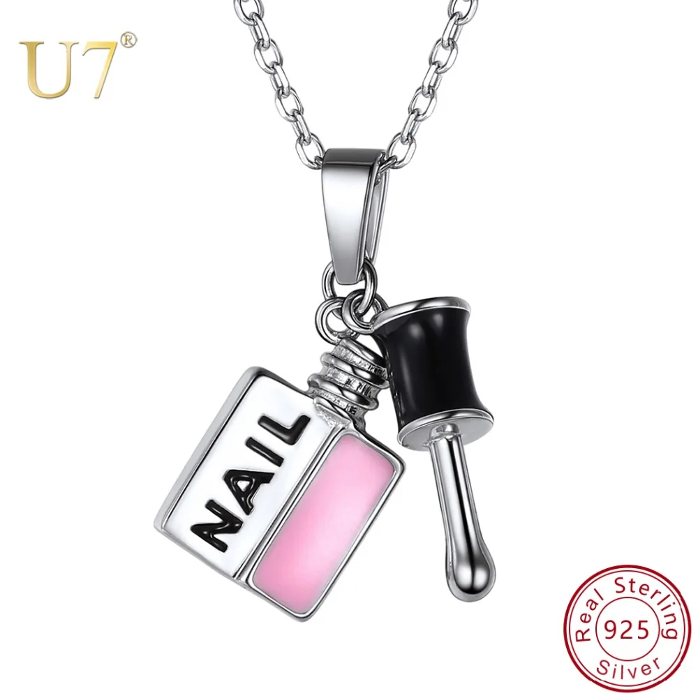 U7 925 Sterling Silver Nail Polish Charm Pendant Necklace 2018 New Fashion Pink Enamel Jewelry Women Lovers Girl Friend Gift
U7 925 Sterling Silver Nail Polish Charm Pendant Necklace 2018 New Fashion Pink Enamel Jewelry Women Lovers Girl Friend Gift