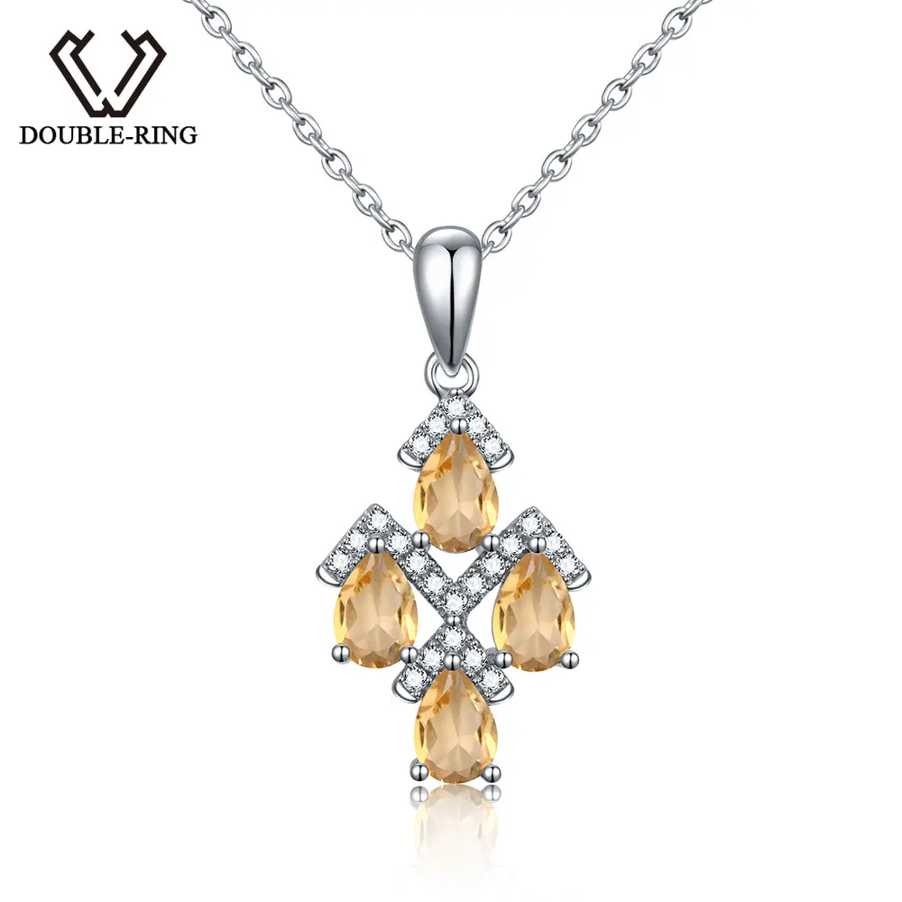 DOUBLE-R Water Drop 4 Stones Genuine Natural Citrine Pendant Real Solid 925 Sterling Silver Fine Wedding Jewelry for women
DOUBLE-R Water Drop 4 Stones Genuine Natural Citrine Pendant Real Solid 925 Sterling Silver Fine Wedding Jewelry for women