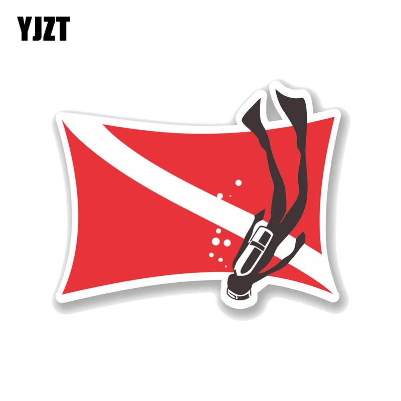 

YJZT 13.9CM*10.7CM Scuba Diving Flag Decal PVC Motorcycle Car Sticker 11-00738