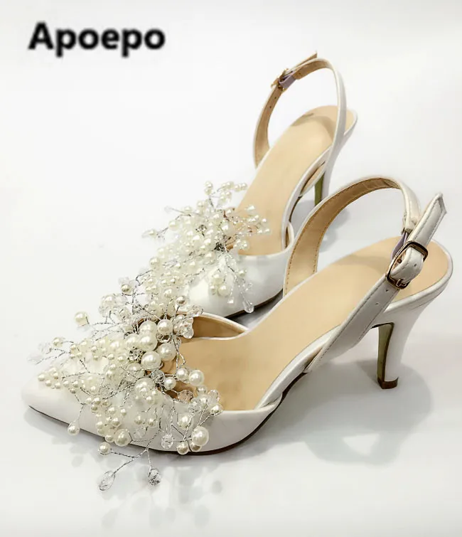 Sales brand white wedding Bridal shoes 7.5 cm Set of toes ladies pumps Handmade pearls decor Satin high heels sandals newest
Sales brand white wedding Bridal shoes 7.5 cm Set of toes ladies pumps Handmade pearls decor Satin high heels sandals newest