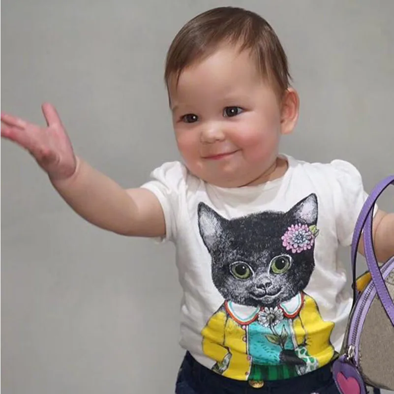 Brand Summer Cat T-shirt for Girl Boys Kids Clothing Yellow Cat Print White Tee Shirt Clothes for Girl Children Animal Tops
Brand Summer Cat T-shirt for Girl Boys Kids Clothing Yellow Cat Print White Tee Shirt Clothes for Girl Children Animal Tops