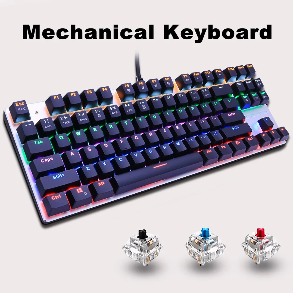 Mechanical Keyboard Backlight Gaming Keyboard 87key Anti-Ghosting Black Blue Red Switch Wired USB LED RU/US for Gamer PC Laptop
Mechanical Keyboard Backlight Gaming Keyboard 87key Anti-Ghosting Black Blue Red Switch Wired USB LED RU/US for Gamer PC Laptop