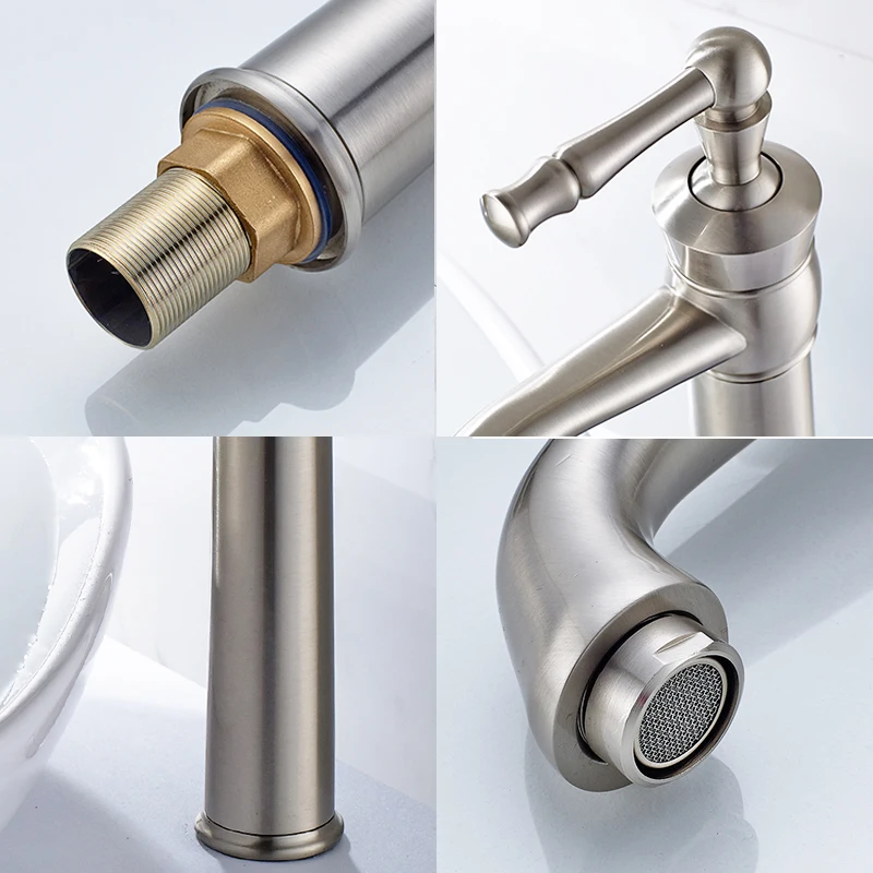 Fapully Bathroom Basin Faucet Single Handle Brushed Sink Mixer Tap Porcelain Bronze Deck Mounted Cold Hot Water Tap 149-22N
Fapully Bathroom Basin Faucet Single Handle Brushed Sink Mixer Tap Porcelain Bronze Deck Mounted Cold Hot Water Tap 149-22N