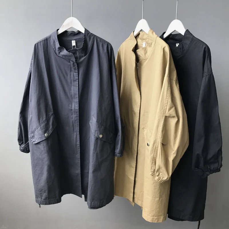Spring Woman Trench Coat Oversize Zipper Cotton Outwear Stand Collar Long Windbreaker Korean Harajuku BF Style Black Gray Trench
Spring Woman Trench Coat Oversize Zipper Cotton Outwear Stand Collar Long Windbreaker Korean Harajuku BF Style Black Gray Trench