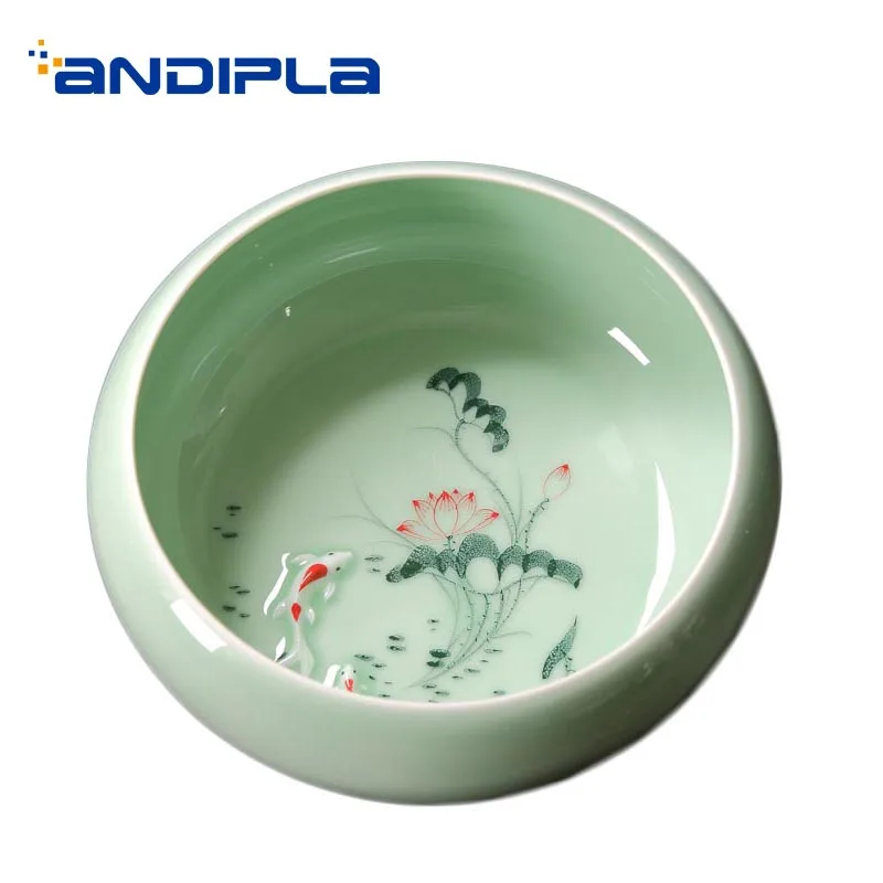 Chinese Style Longquan Celadon Tea Wash Embossed Mini Fish Lotus Pattern Tea Ceremony Accessories Fishes Crock Sent Friend Gift
Chinese Style Longquan Celadon Tea Wash Embossed Mini Fish Lotus Pattern Tea Ceremony Accessories Fishes Crock Sent Friend Gift