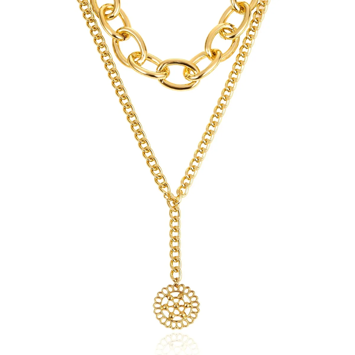 Длинный свитер Женская цепочка-ожерелье с преувеличенной цепочкой золотого