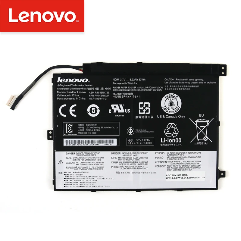 Оригинальный аккумулятор для ноутбука Lenovo ThinkPad Tablet 10 45N1732 45N1733 45N1726 45N1727 1ICP4/83/113