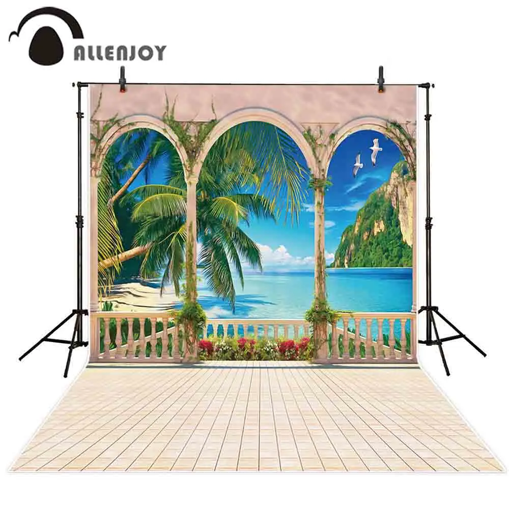 Allenjoy летние фоны для фотосъемки праздник морская Арка Дверь Цветочные острова