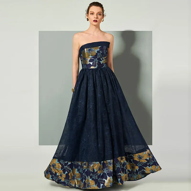 Tanpell Strapless Evening Dress Sleeveless Printed Finished Fabric Women Prom Party Gown Floor-LengthA-Line Evening Dress
Tanpell Strapless Evening Dress Sleeveless Printed Finished Fabric Women Prom Party Gown Floor-LengthA-Line Evening Dress