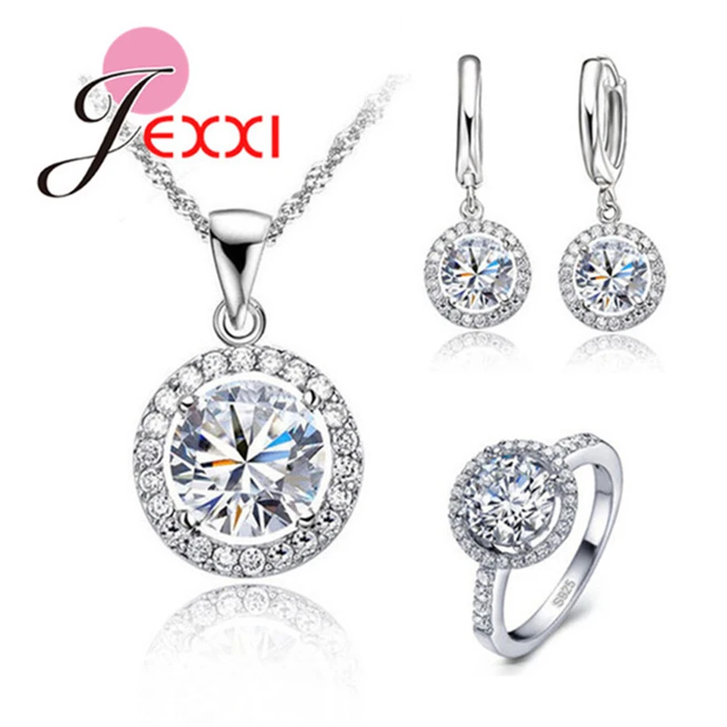 Top Quality Exquisite 925 Sterling Silver Women Wedding Necklace Earring Ring Zircon Crystal Fancy Jewelry Sets
Top Quality Exquisite 925 Sterling Silver Women Wedding Necklace Earring Ring Zircon Crystal Fancy Jewelry Sets