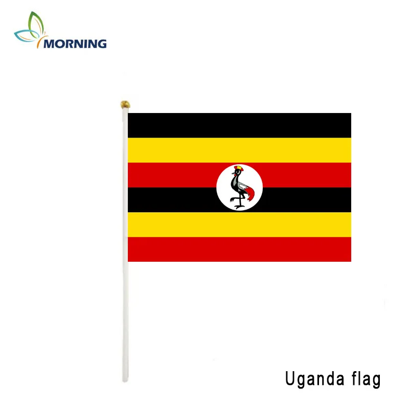 Morning 10pcs Uganda14*21cm shaking flag