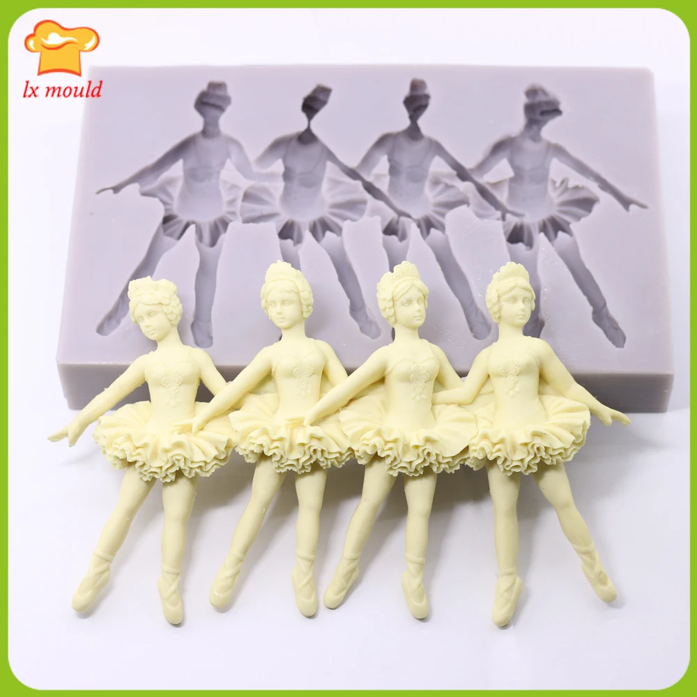 Group of 4 Dance Fondant Cake Mold Doll Ballet Dancer Soft Pottery Model Food Grade Silicone
Group of 4 Dance Fondant Cake Mold Doll Ballet Dancer Soft Pottery Model Food Grade Silicone