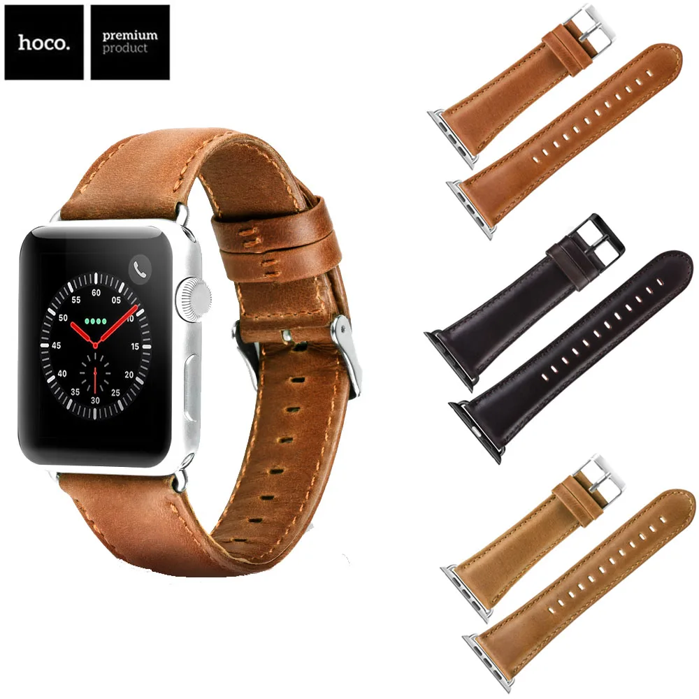 Ремешок HOCO для Apple Watch браслет из натуральной яловой кожи iWatch серии 1/2/3/4 браслеты 42