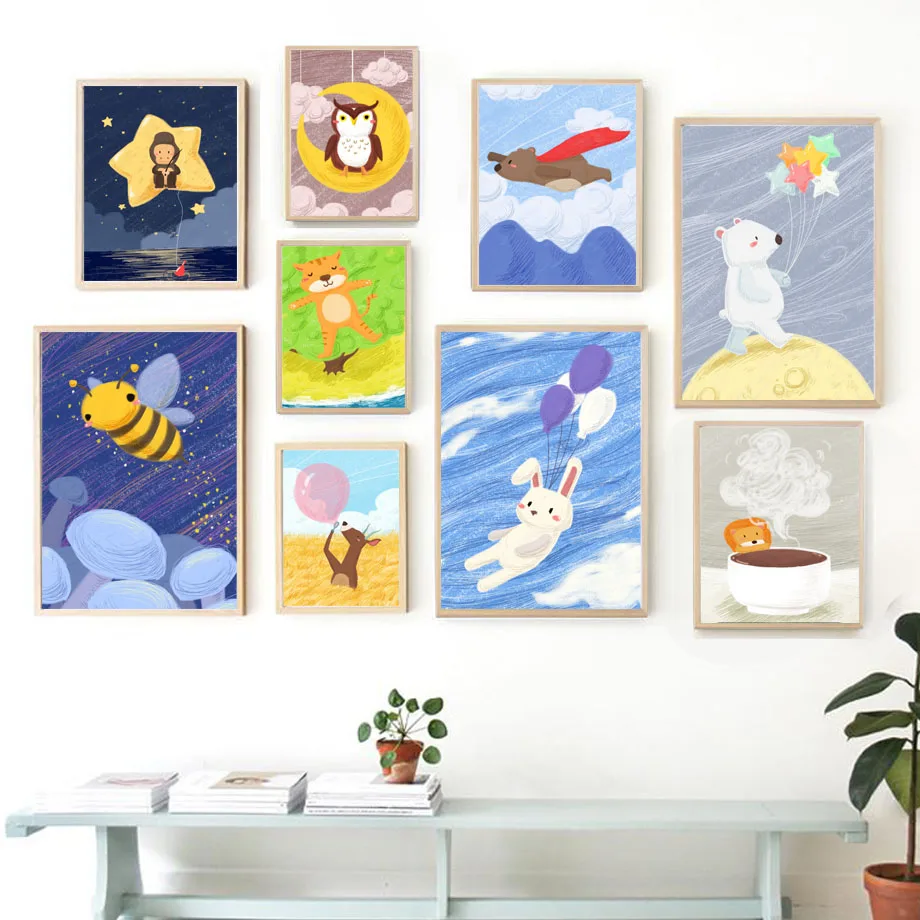 Cute Rabbit Bear Owl Balloon Moon Star Nordic Posters And Prints Wall Art Canvas Painting Wall Pictures Baby Room Bedroom Decor
Cute Rabbit Bear Owl Balloon Moon Star Nordic Posters And Prints Wall Art Canvas Painting Wall Pictures Baby Room Bedroom Decor