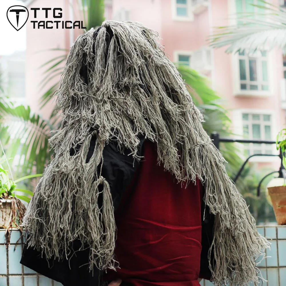 TTGTACTICAL Tactical Sniper Ghillie костюм куртка камуфляж основа с мешковиной страйкбол