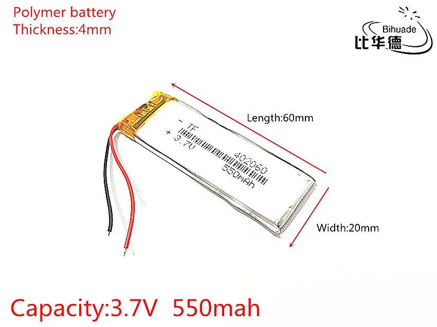 3.7V 550mAh 402060 Lithium Polymer Li-Po li ion Rechargeable Battery cells For Mp3 MP4 MP5
3.7V 550mAh 402060 Lithium Polymer Li-Po li ion Rechargeable Battery cells For Mp3 MP4 MP5