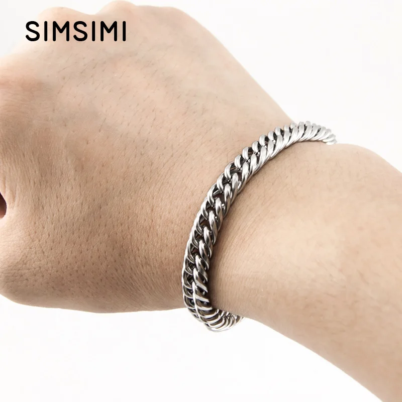Simsimi Men's Double loop Rounded Corner chain bracelet 7mm width Stainless Steel men bracelet Wholesale 10pcs
Simsimi Men's Double loop Rounded Corner chain bracelet 7mm width Stainless Steel men bracelet Wholesale 10pcs
