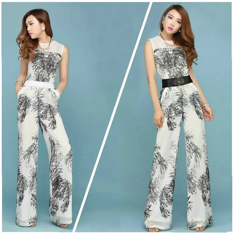 Women's jumpsuits Fashion Chiffon Female Wide Leg Pants Long Trousers Sleeveless Floral jumpsuite for ladies
Women's jumpsuits Fashion Chiffon Female Wide Leg Pants Long Trousers Sleeveless Floral jumpsuite for ladies