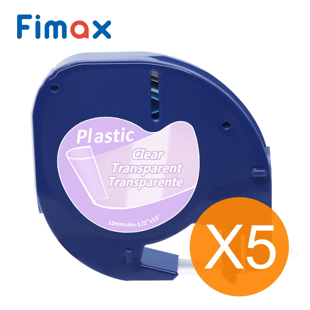 Fimax 5 Pack Compatible for DYMO LetraTag Tape 16952 12267 16951 12268 Black on Clear Plastic Label Tape 12mm for Label Printer
Fimax 5 Pack Compatible for DYMO LetraTag Tape 16952 12267 16951 12268 Black on Clear Plastic Label Tape 12mm for Label Printer
