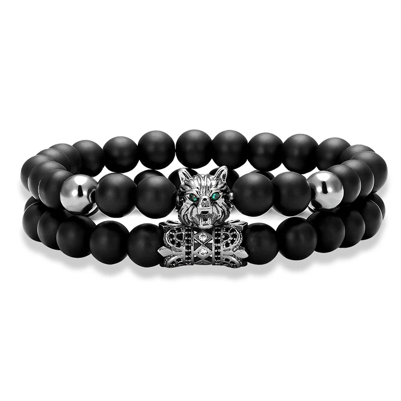 2 pieces / set Retro Wolf Head Bracelet Deluxe CZ Animal Head Men Bracelet Boy Cool Bike Biking Jewelry Yoga Elastic Bracelet
2 pieces / set Retro Wolf Head Bracelet Deluxe CZ Animal Head Men Bracelet Boy Cool Bike Biking Jewelry Yoga Elastic Bracelet