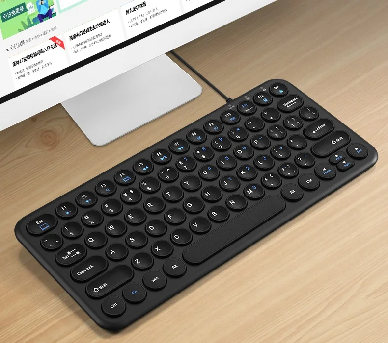 Новинка USB Проводная клавиатура в стиле ретро с бантом ярким